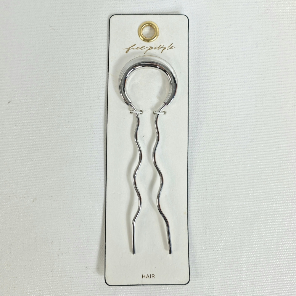 Free People Careless Whisper Hair Pin Silver Crescent Round Updo Accessory NWT